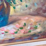 Large oil on canvas floral composition signed Boucher