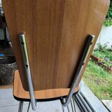 Duo of chairs in formica imitation brown wood and eiffel feet