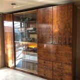 Living room furniture showcase, rosewood veneer secretary of the 70s