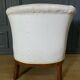 Armchair art deco 1930 marquetry fabric white cream foliage decoration