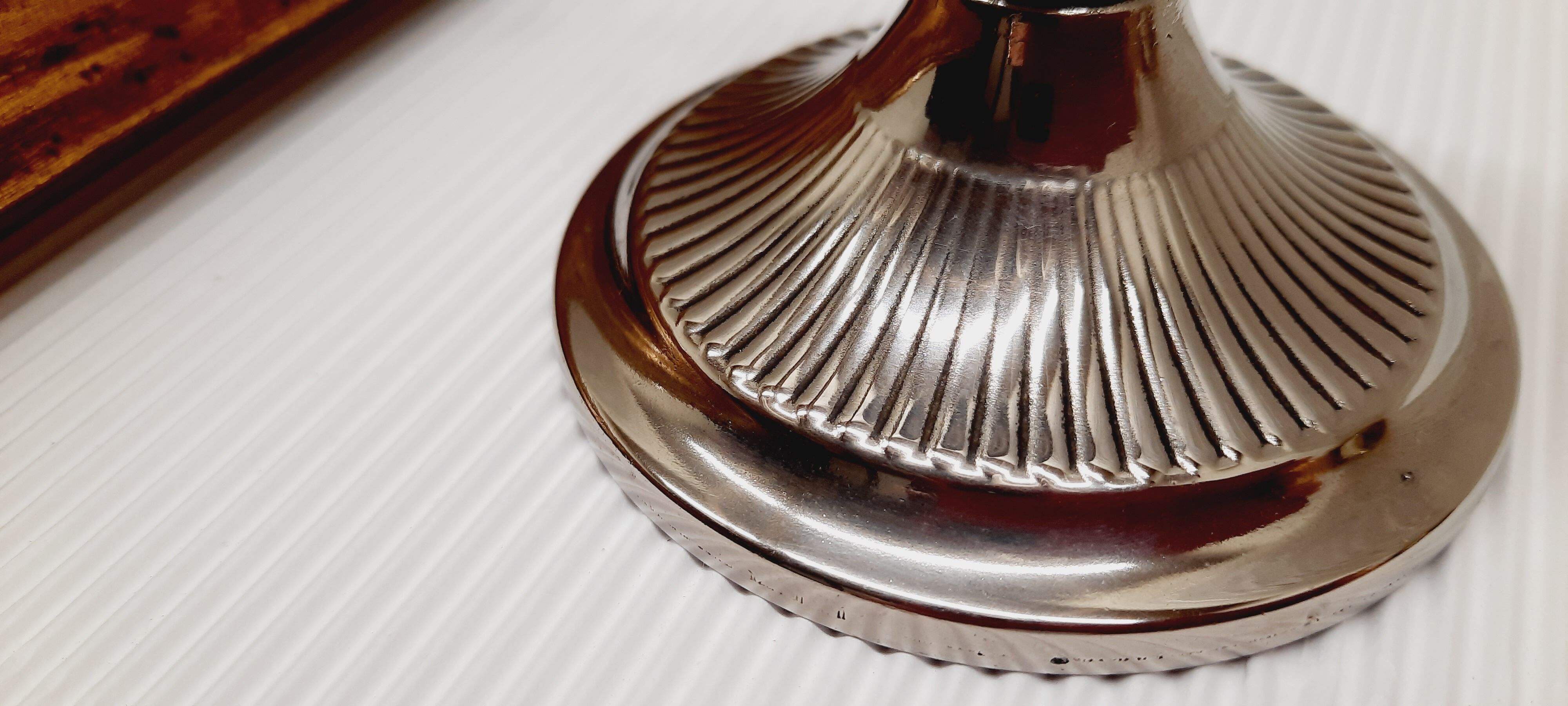 Silver metal candle holder