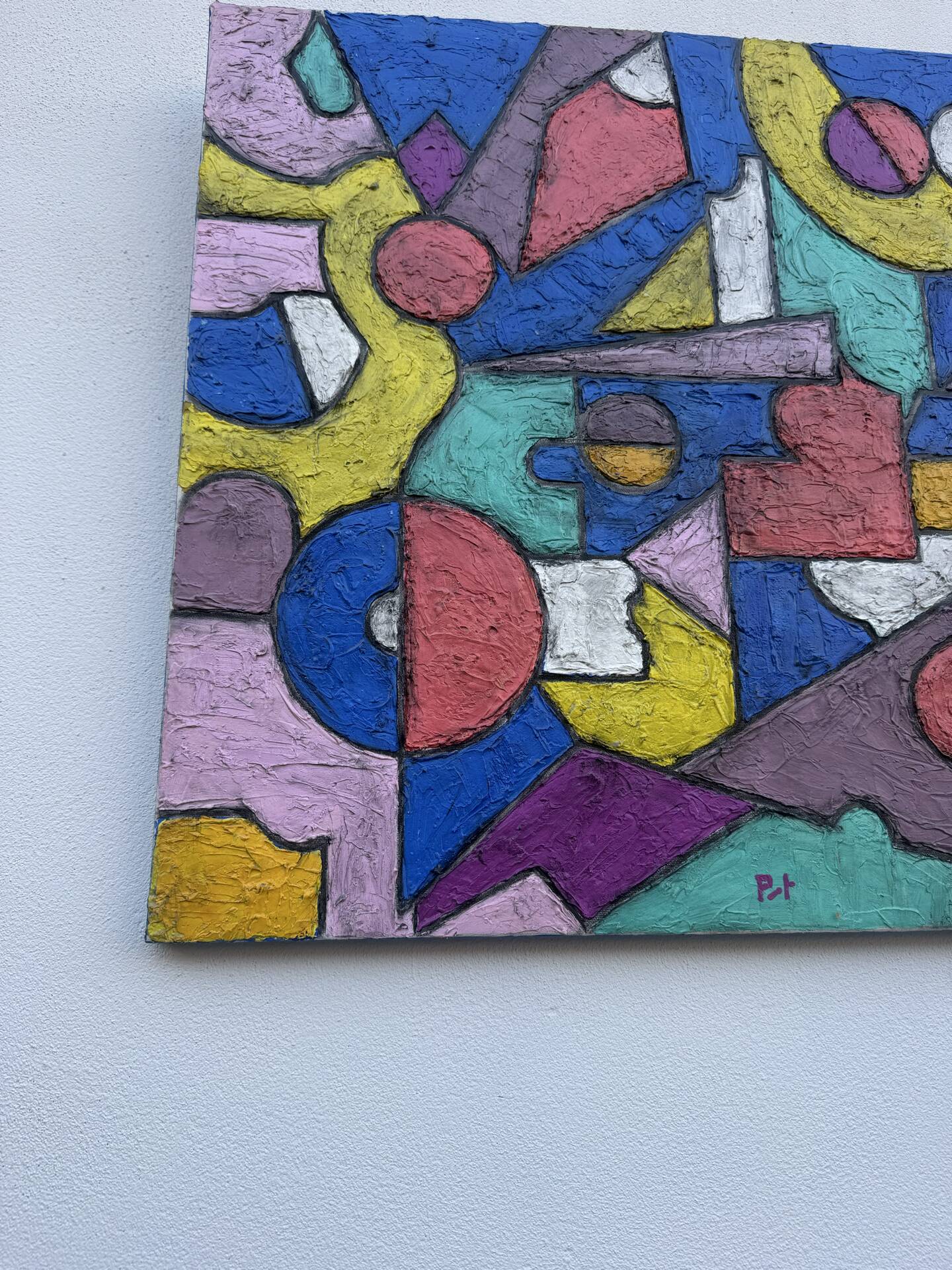 Abstract geometric coloured painting