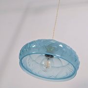 Suspension art déco en verre bleu et laiton