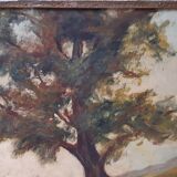 Tableau huile sur carton encadrée paysage vintage