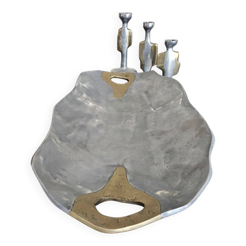 Candelabra trio - monumental plate - brutalist - David Marshall