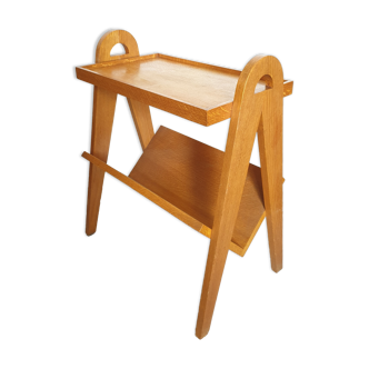 Solid oak side table and magazine rack