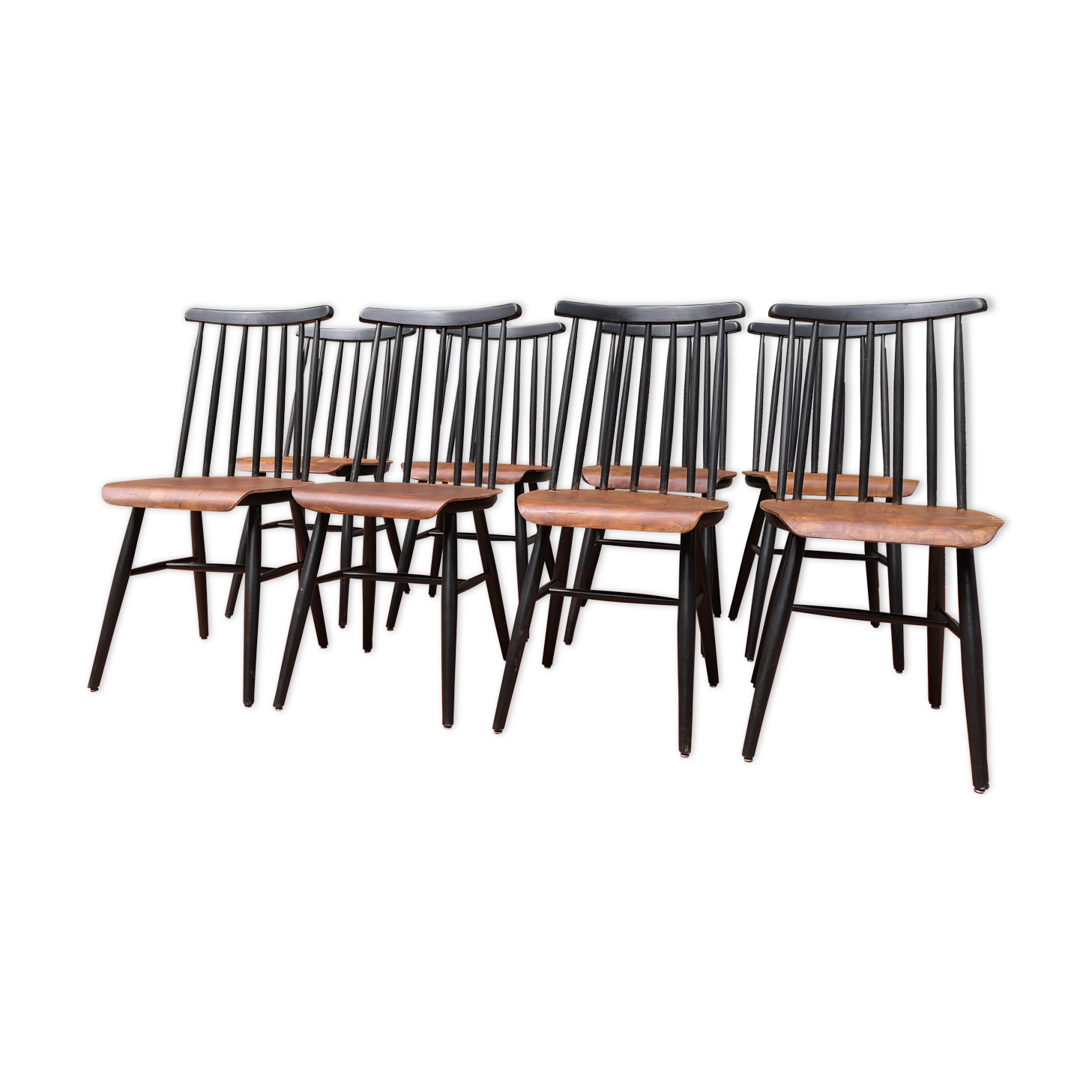 Set of 8 scandinavian chairs fanett Illmari Tapiovaara 1960