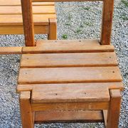 Set of 4 70s brutalist oak chairs