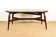 Danish high and low table in teak and brown lacquered wood, Smørrebrø model