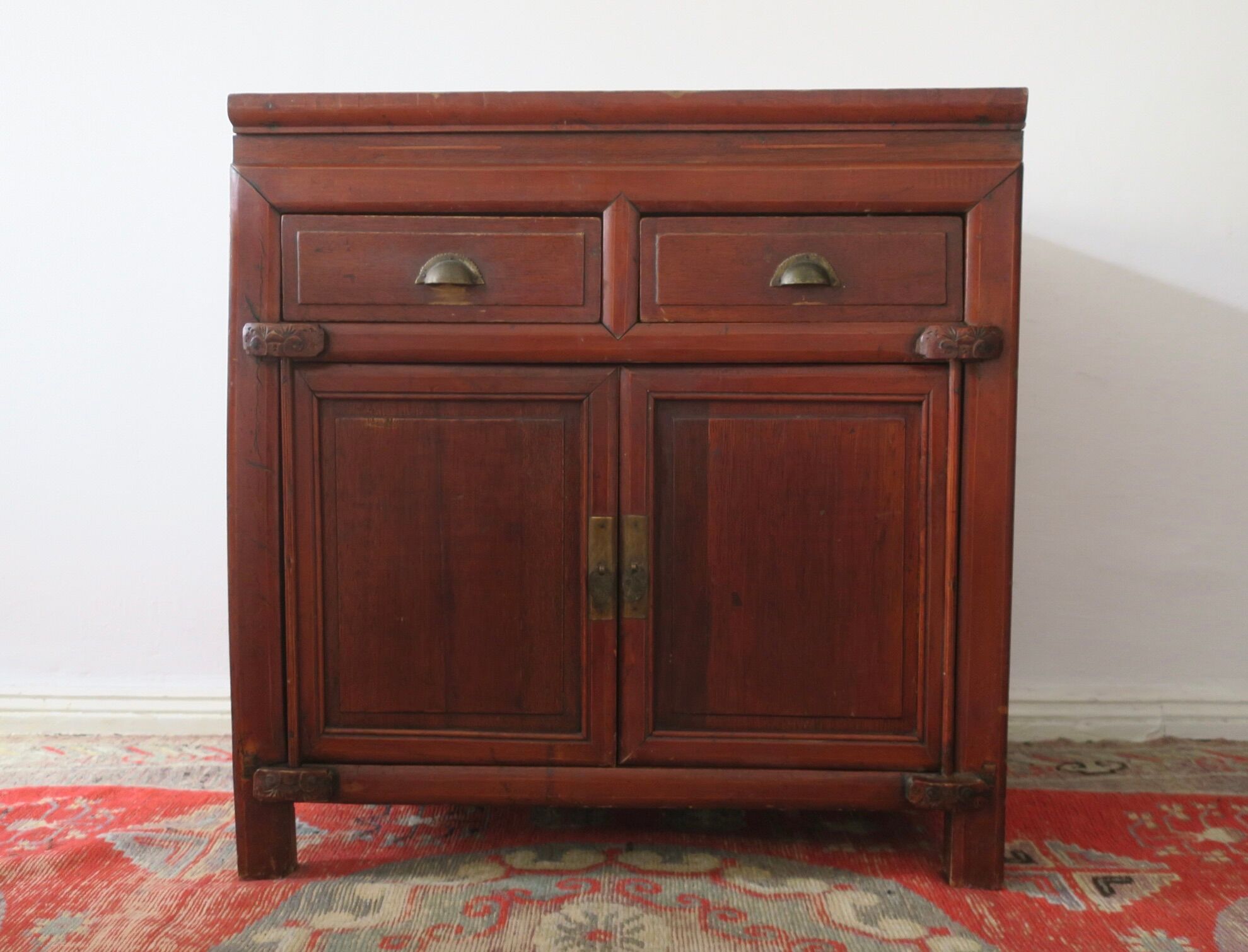 Antique painted 2 door cabinet with 2 drawers, 1910