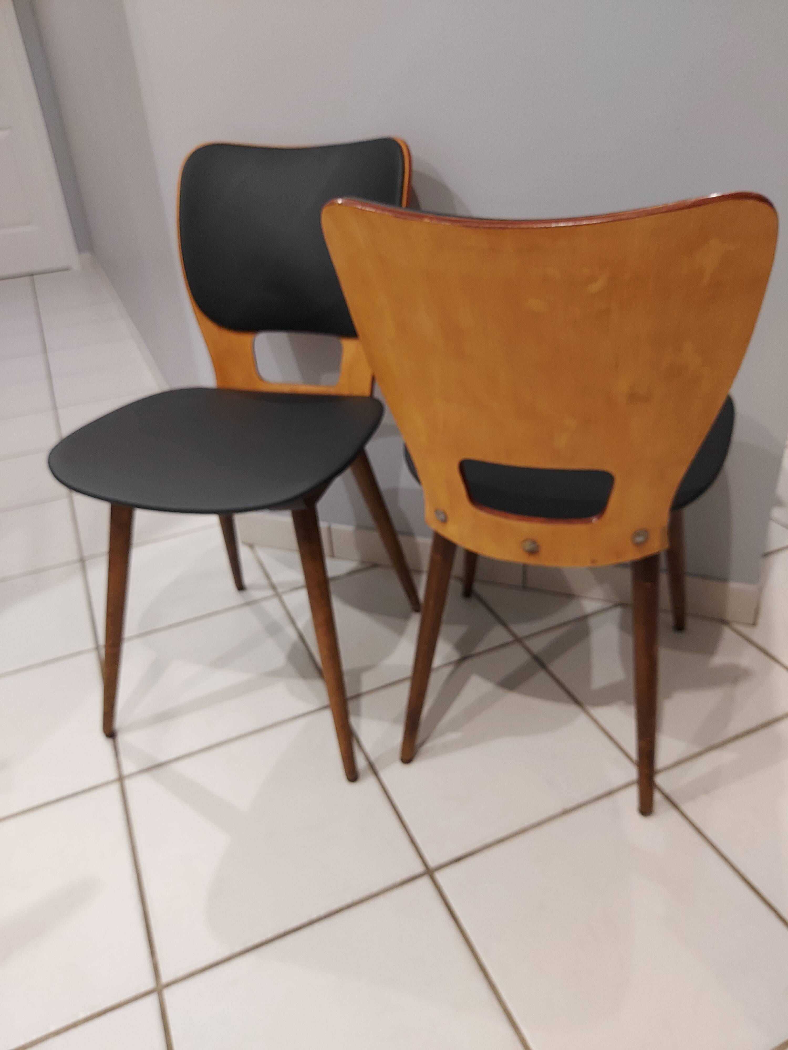 Pair of Bistrot Baumann chairs for Max bill vintage 1960