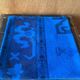 Electric Blue Vintage Turkish Rug Pillow, Hand-Stitched Wool Cushion