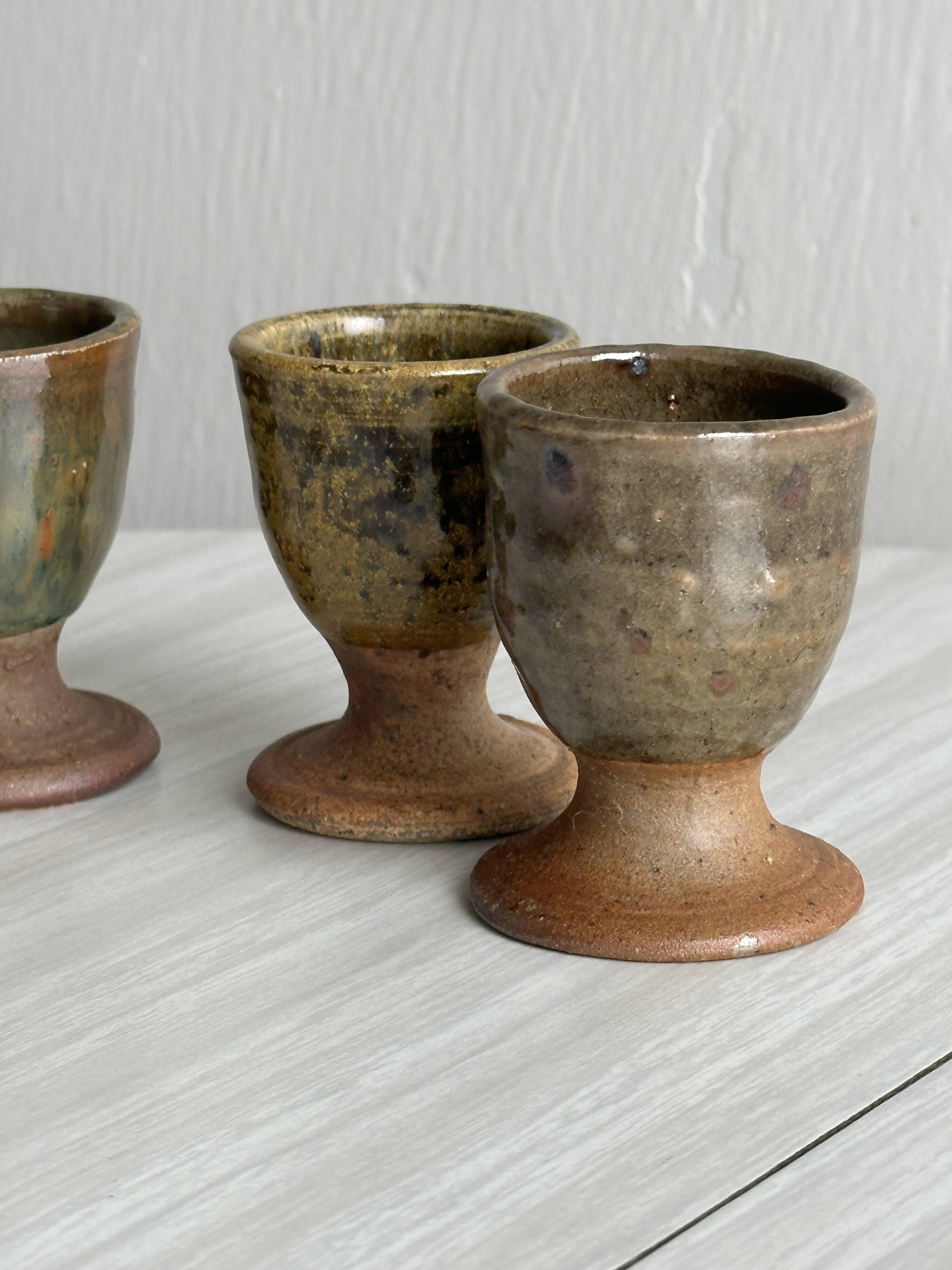 Set of 4 handmade ceramic egg cups