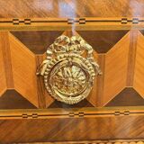 Austrian Louis XVI Commode in Walnut Veneer with Inlays and Gold Plate, 1790s