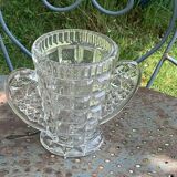 Angel wings vase, in transparent glass with art deco relief pattern