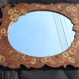 Polychrome pyrogravé mirror 76 x 63 cm