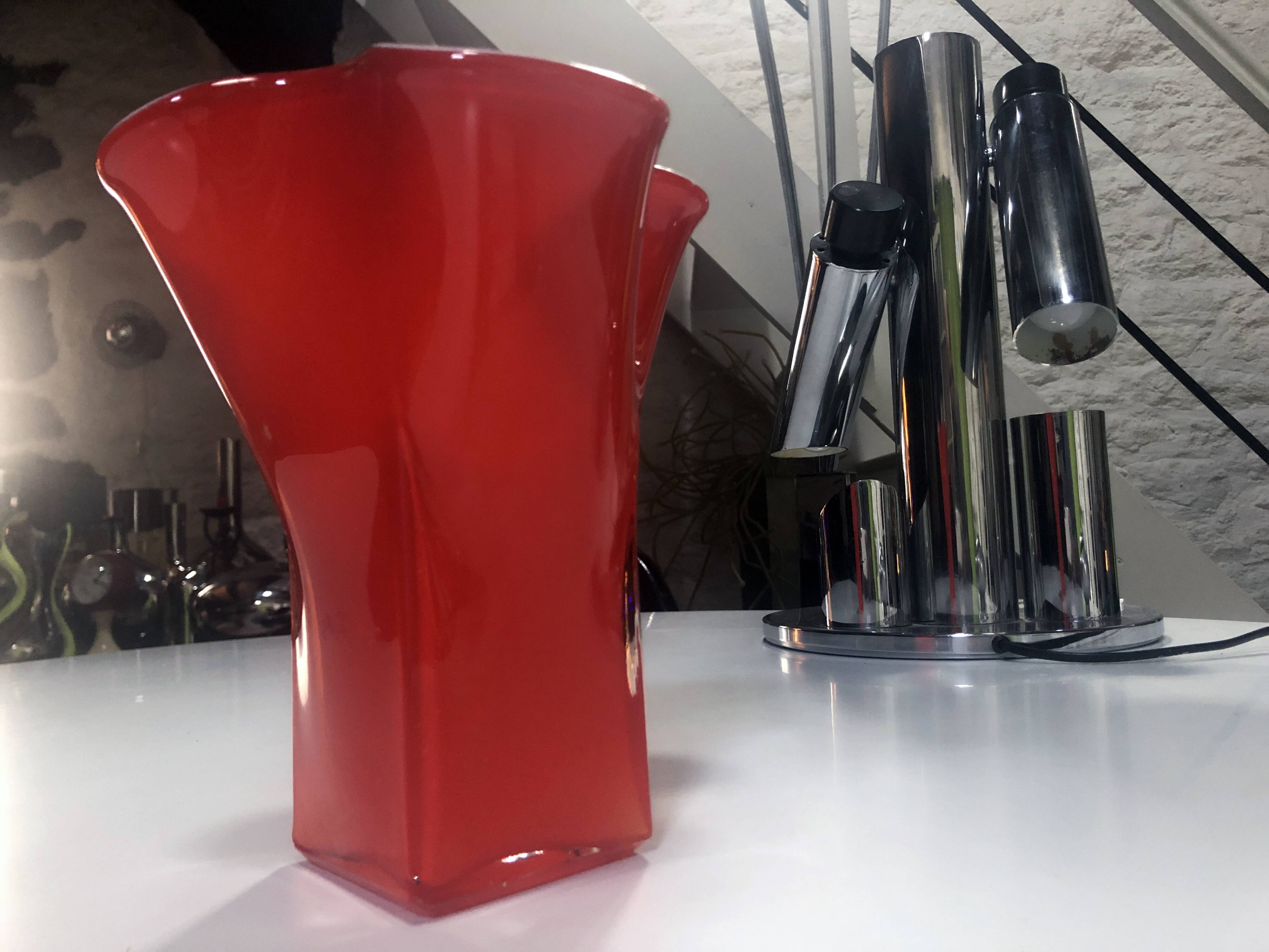 Vintage Handkerchief Vase • Incamiciato • Murano Glass • 1960