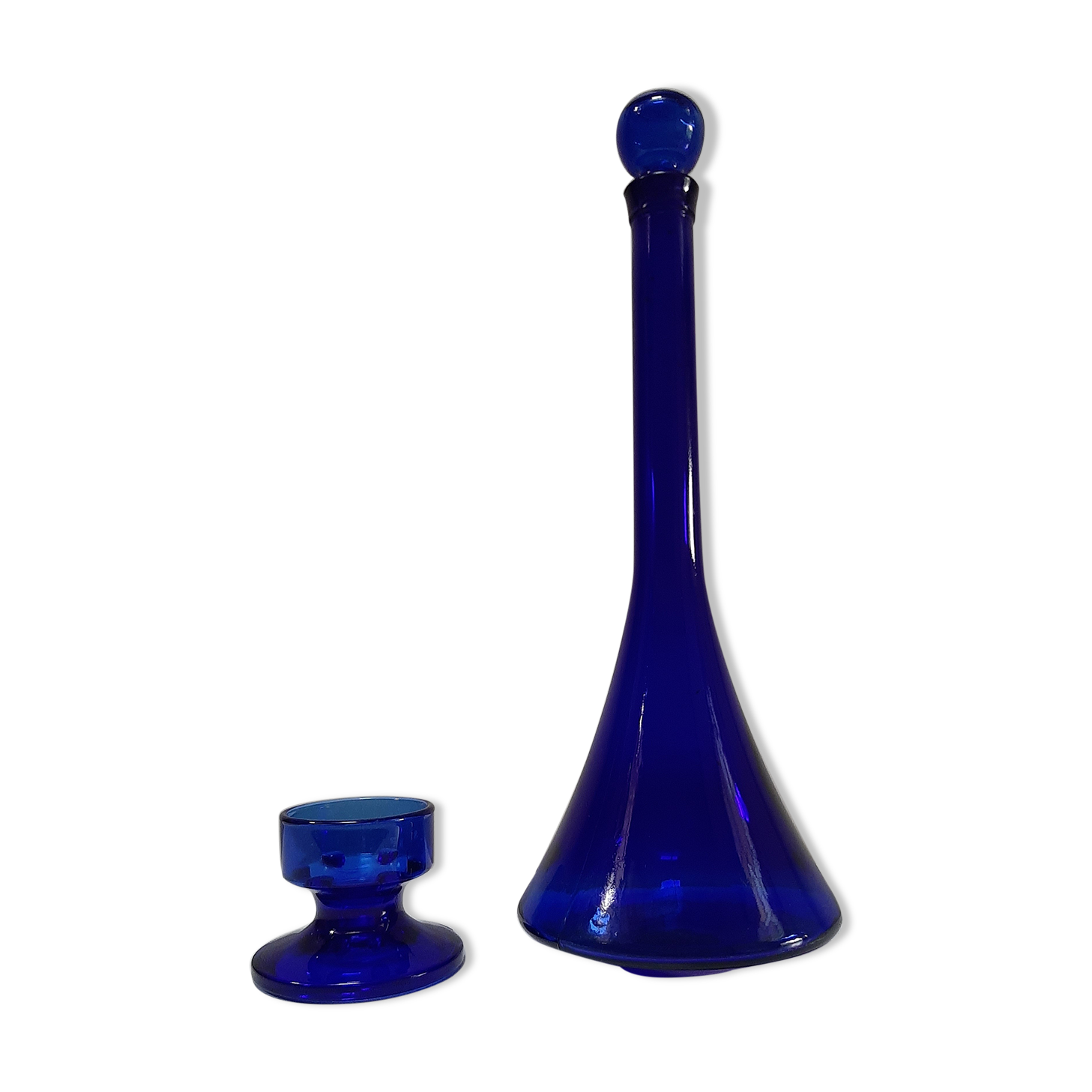 Blue glass decanter