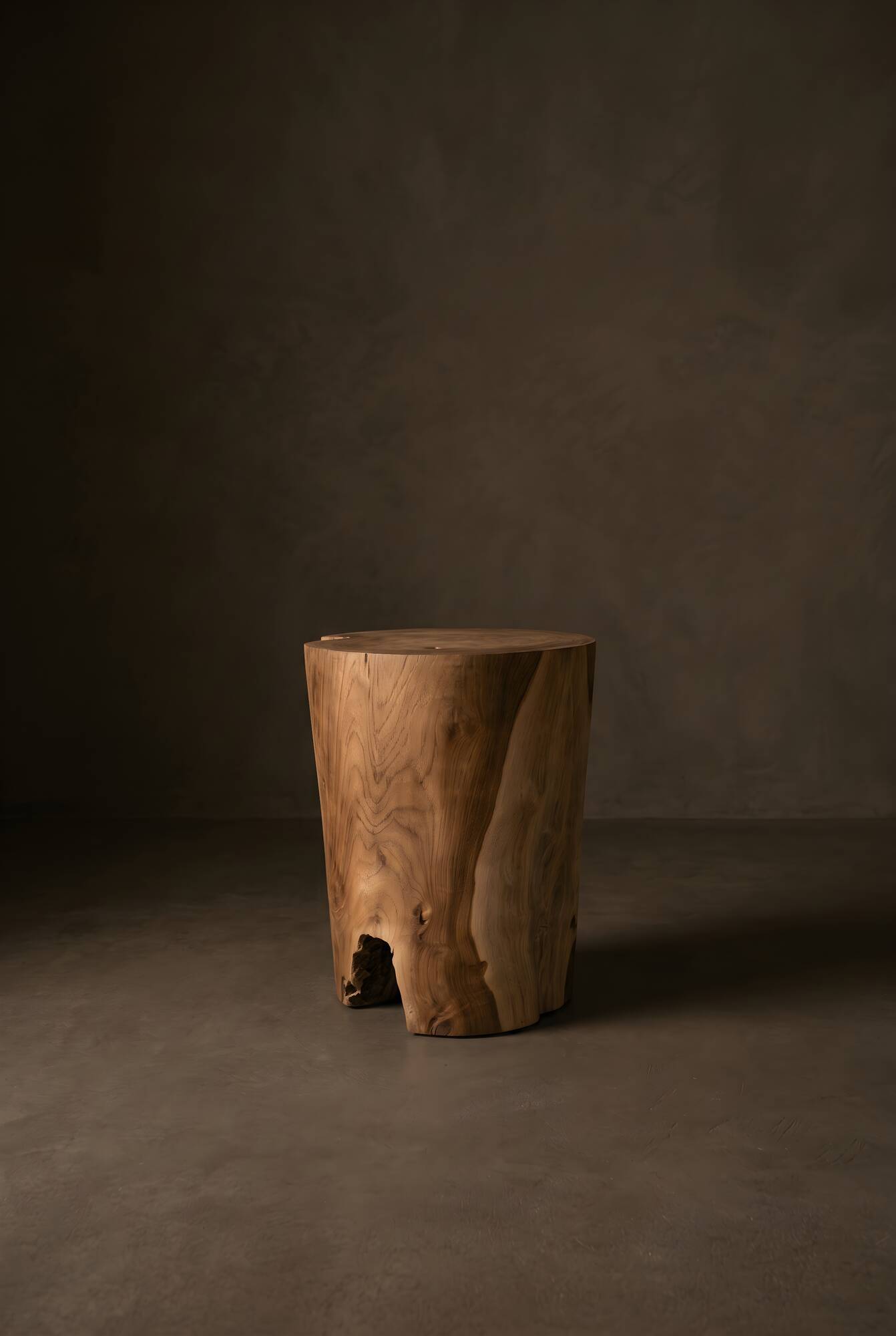 ARLA side table stool in hand-carved solid recycled teak.