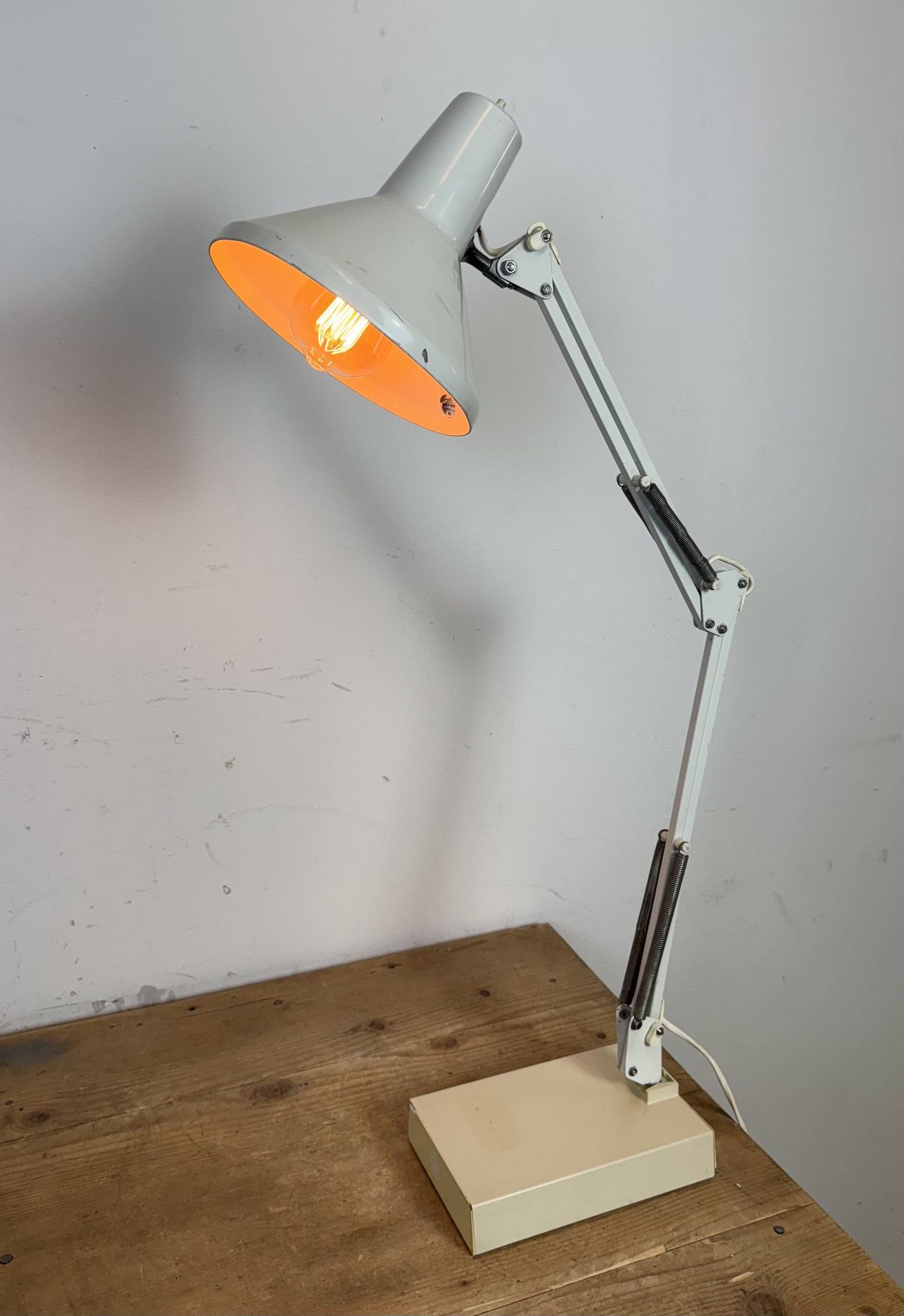 Vintage White Italian Architect Table Lamp, 1970s