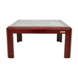 Vintage italian lacquered coffee table with mirror top & brass details from mario sabot