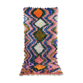 Moroccan Berber carpet in hand-woven wool 190x80 vintage multicolor pink