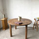 Brutalist round table in solid oak, 1950s.