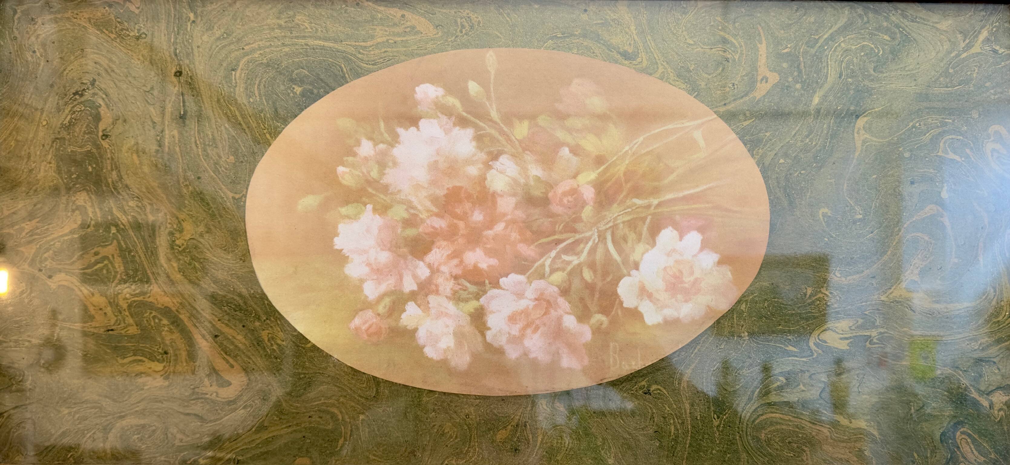Miroir trumeau ancien en stuc doré – décor floral