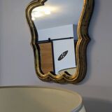 Baroque style gilded mirror – antique patina – 37 x 30 cm