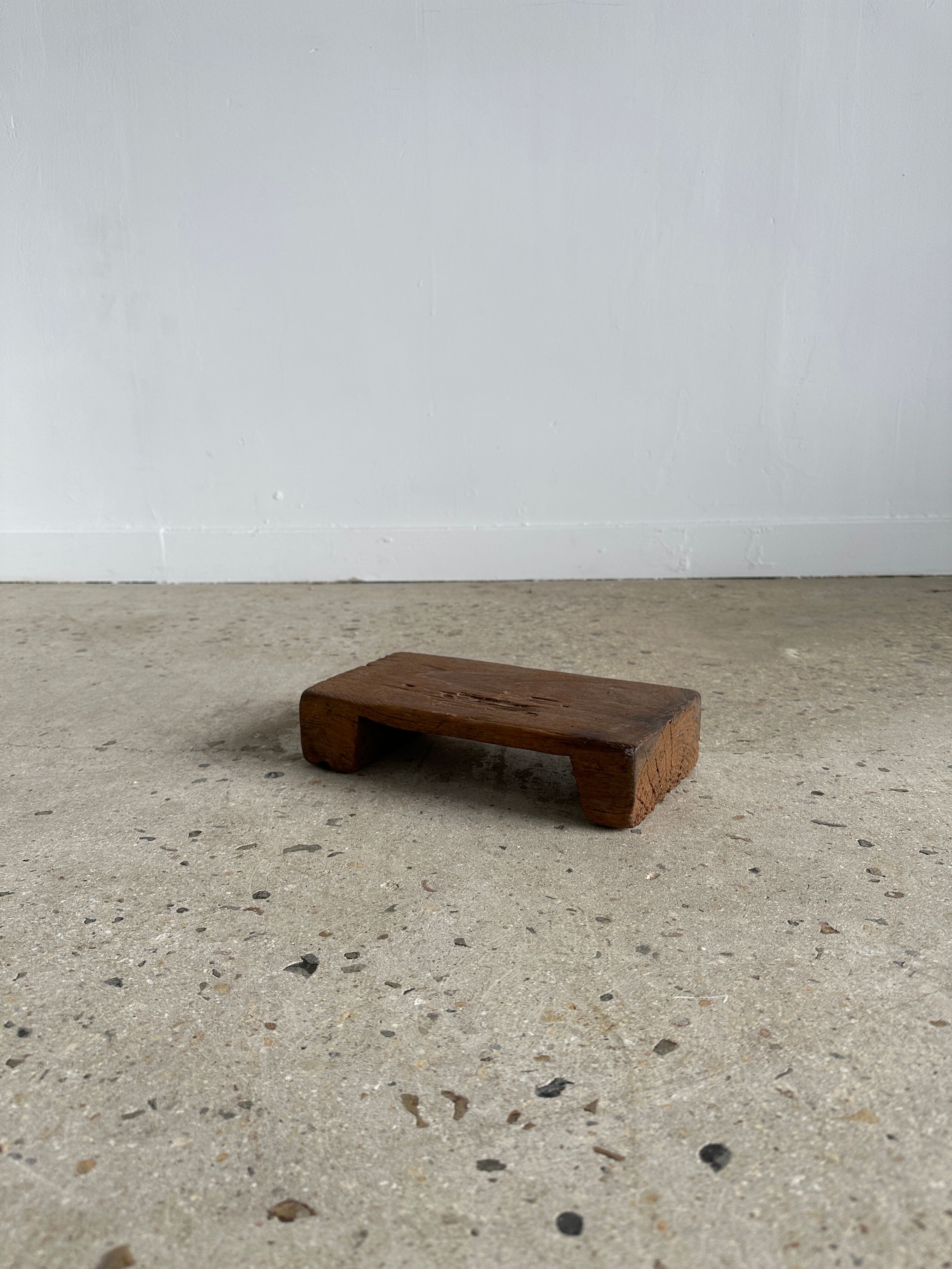 Mini Asian teak side stool blonde