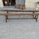 Pair of rustic solid oak farm benches 19th century - 2m90