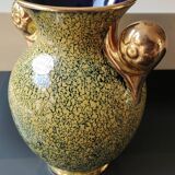 Crackle effect ball vase Signed FBA France In incorporated molecular enamels
