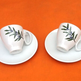 Set of 2 Guy Degrenne porcelain coffee cups with saucers
