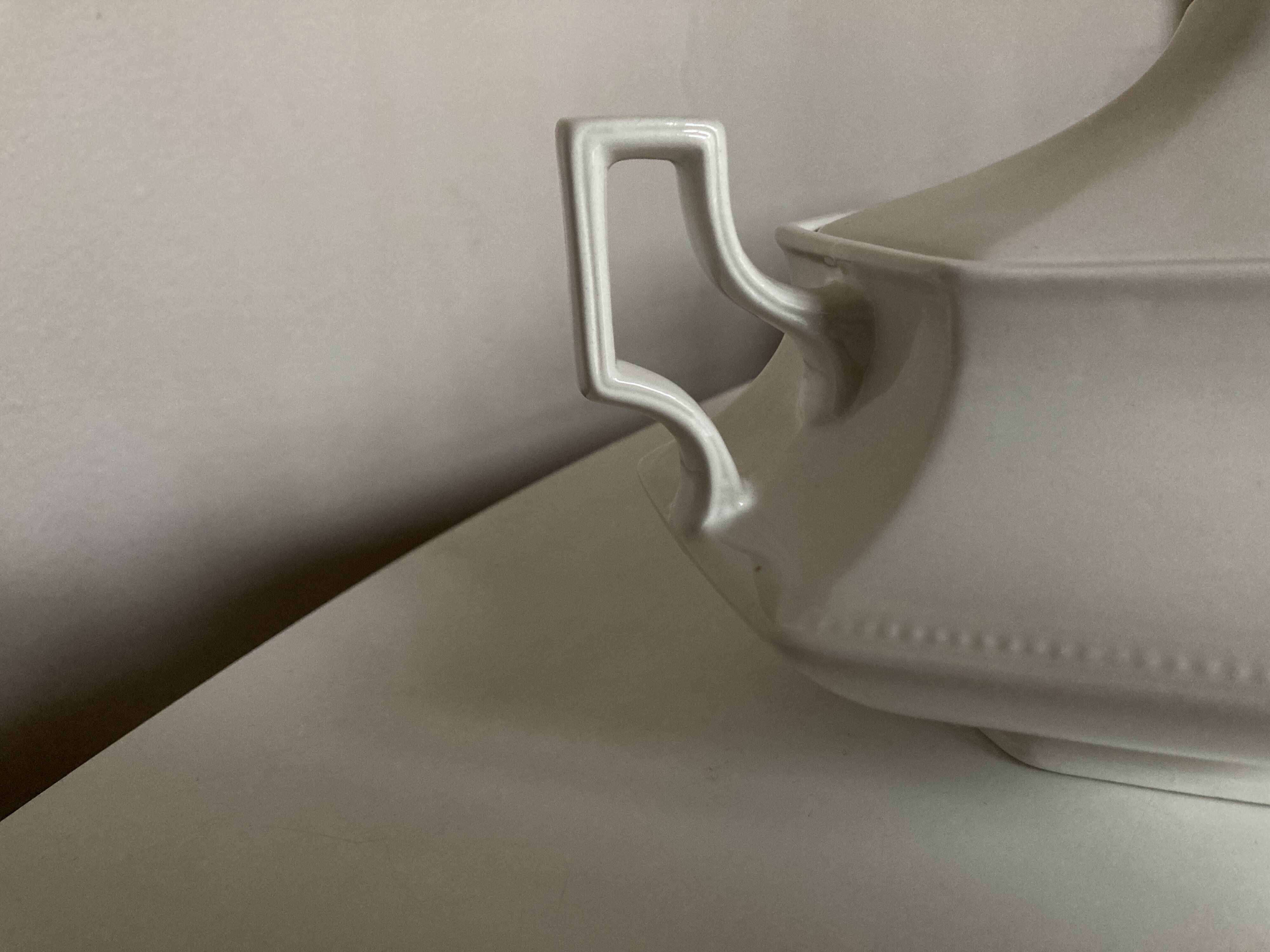 Neo Classic Greek Revival Octagonal Beaded English Earthenware Centerpiece