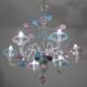 "Amsterdam" Large Size Vintage Pink and Blue Tulip Murano Glas Chandelier,