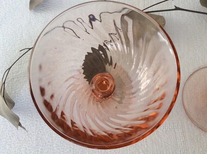 Set of 2 champagne glasses Luminarc Rosaline cocktail 70s