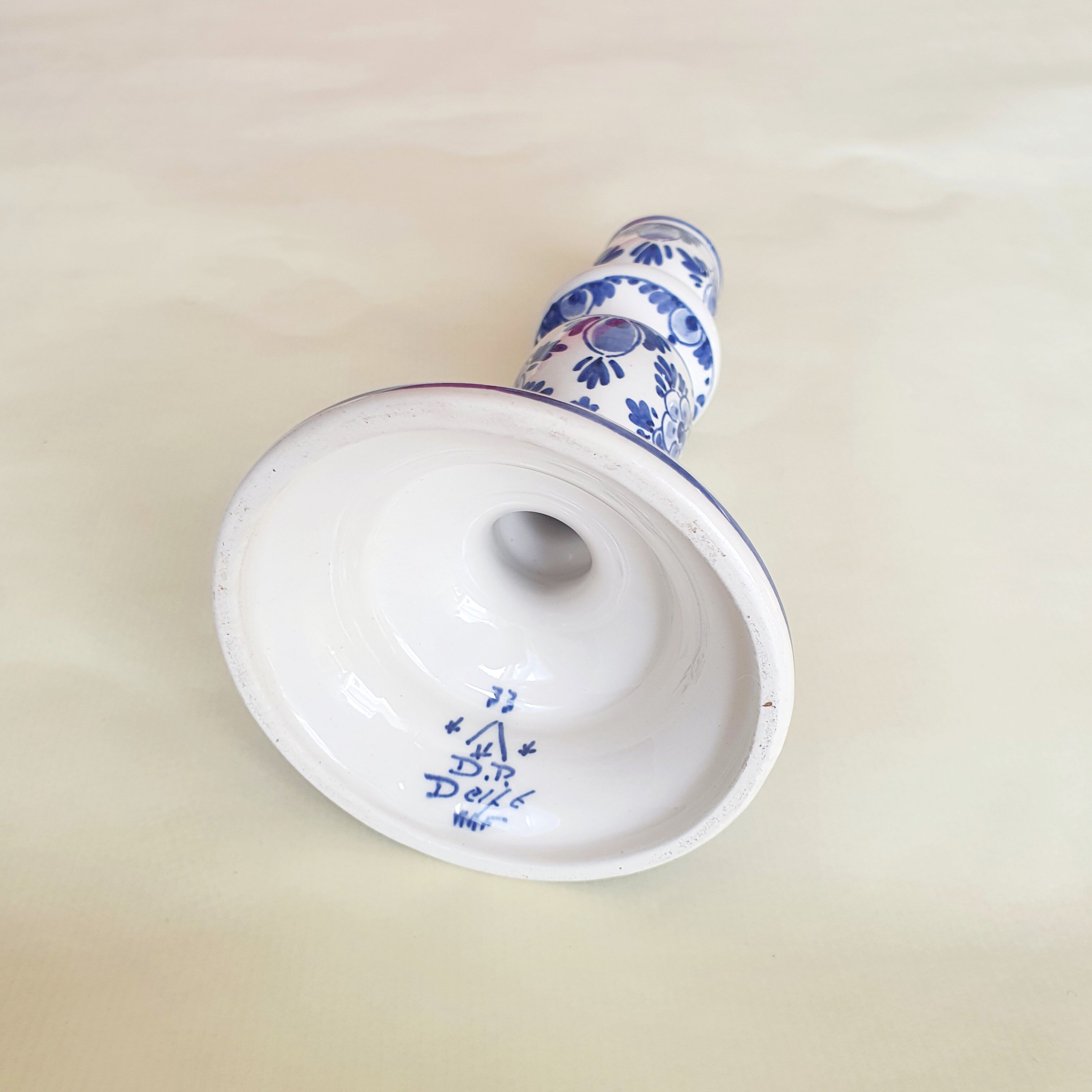 Delft painted porcelain candle holder