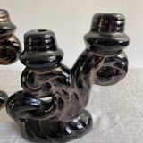 Pair of Vallauris iridescent ceramic candle holders