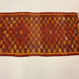 Vintage turkish mini kilim 100x51 cm shabby wool small kelim rug black,red