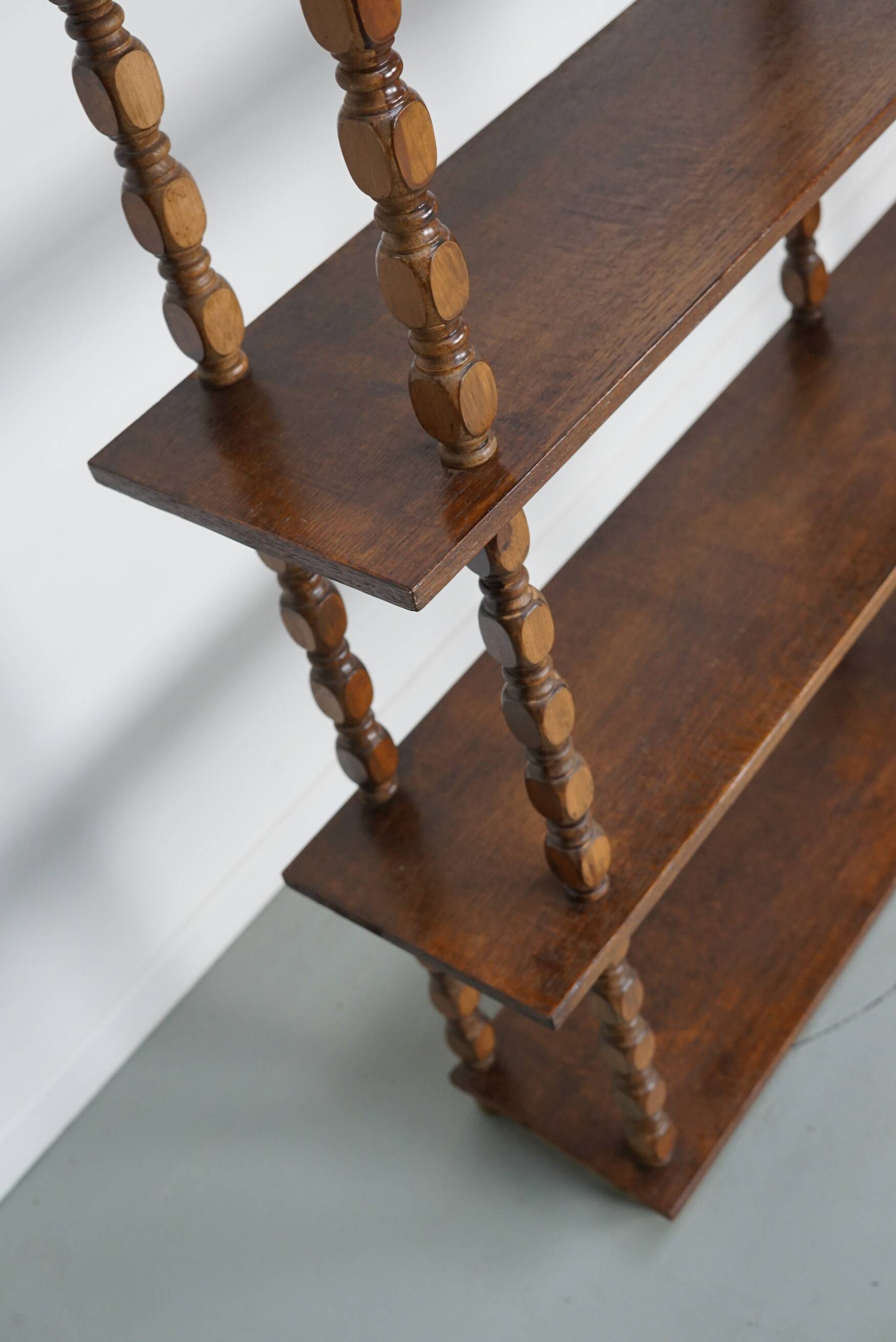 French Oak Mid-Century Bobbin Shelving Unit
