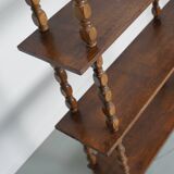 French Oak Mid-Century Bobbin Shelving Unit