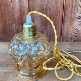 Vintage cut amber glass suspension globe.