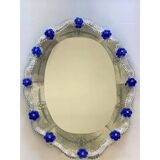 Hand-Carved Venetian Oval Mirror in Murano Glass Style, Early 21st Century