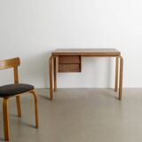 Early Vintage Finnish Mid Century Alvar Aalto Wooden Desk & Chair, 1940s