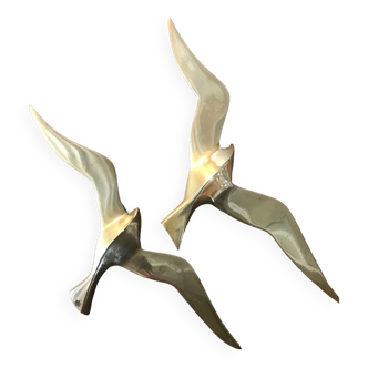 Pair of brass swallows