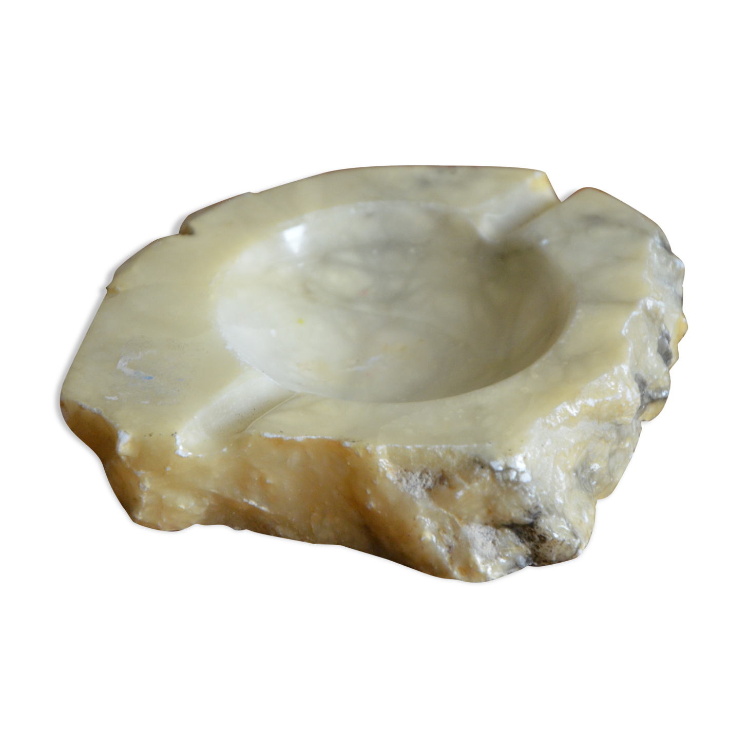 White and grey alabaster ashtray