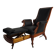 Fauteuil de bibliothèque ancien du XIXe siècle par Horrix – cuir noir