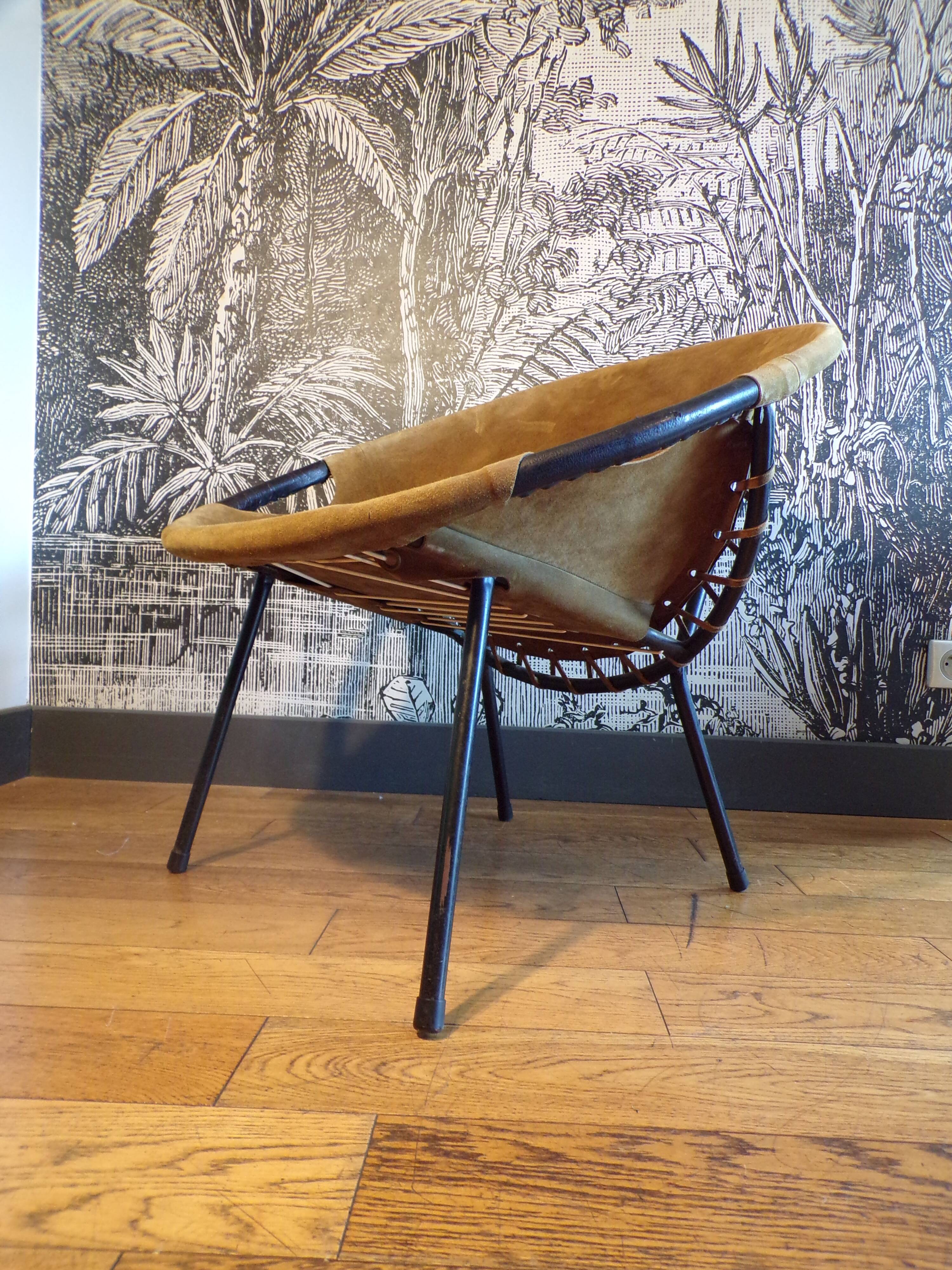 Fauteuil en daim circle par Lusch & Co
