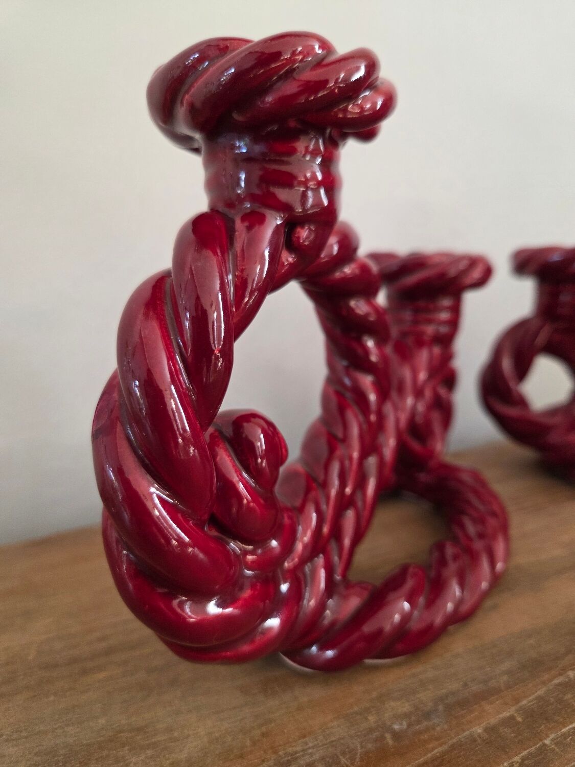 Pair of ceramic candlesticks, Vallauris