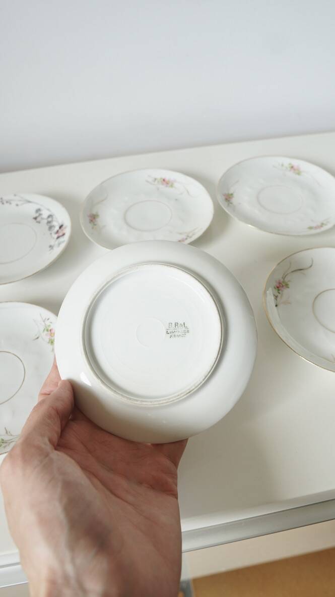 Set of 6 Limoges porcelain cups Barny Rigoni & Langle - 19th century